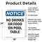 Signmission No Drinks Or Food On Pool Table, 18 in W x Rectangle, Aluminum OS-2PACK-NS-A-1824-V-14494 - alternate 3